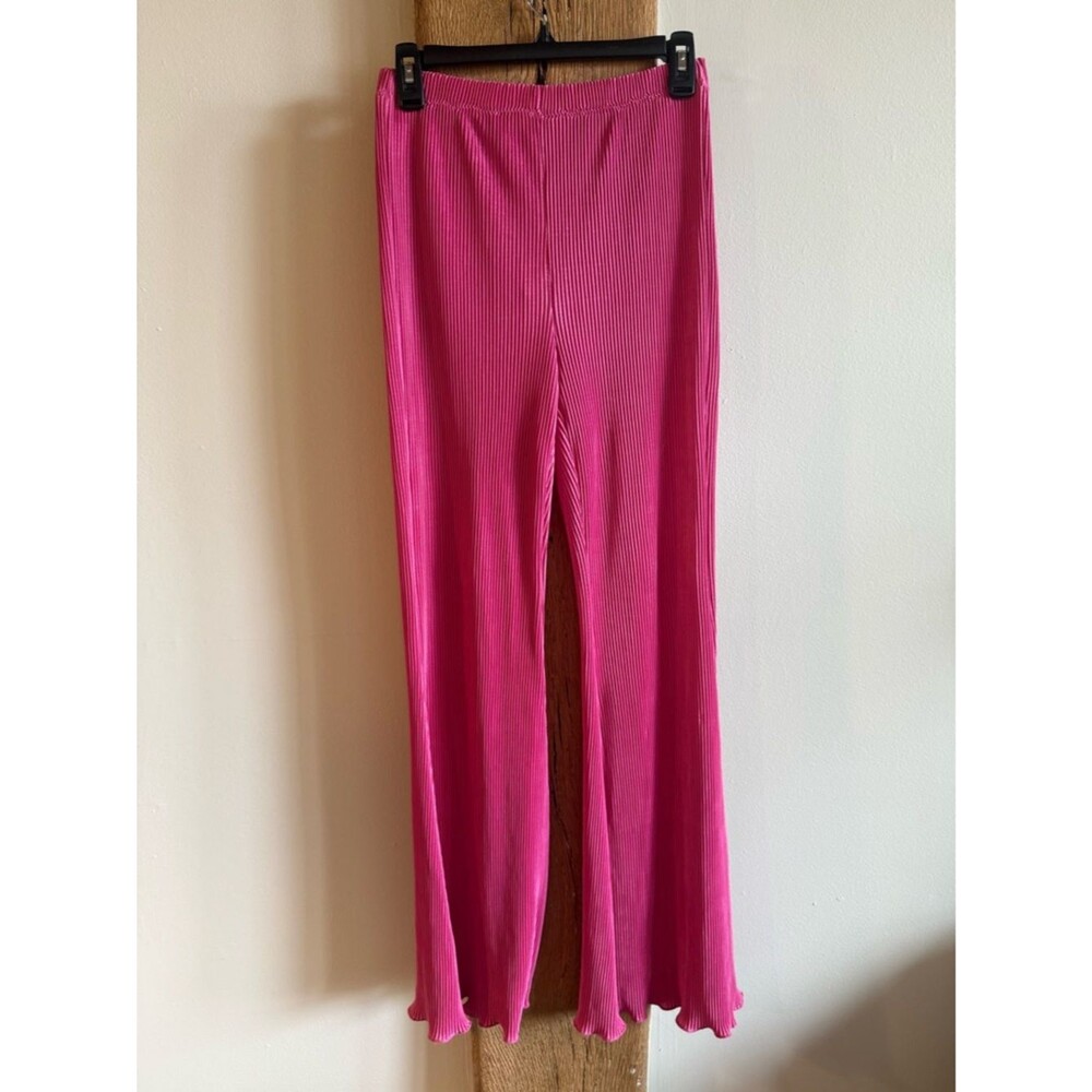 Sleeper Pink Pleated Flare Leg Pants Sz Medium